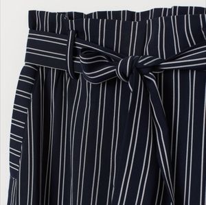 H&M Black & White Wide leg Palazzo Pants with Belt